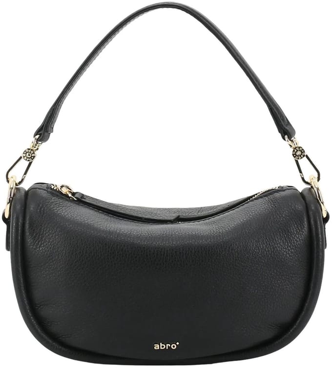 abro Leren schoudertas Crossbody Bag Willow Black / Gold zwart