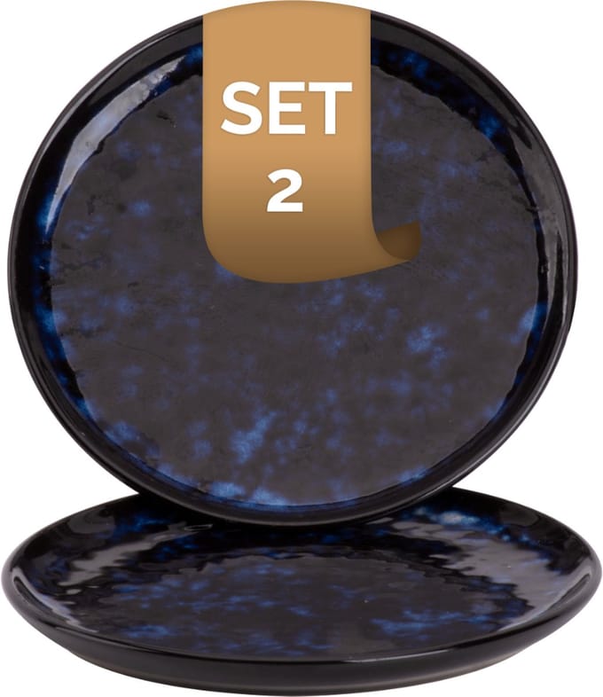 Palmer - Bord - Bama Blue - 15 cm - Blauw - Stoneware - Bordenset - 2 stuks