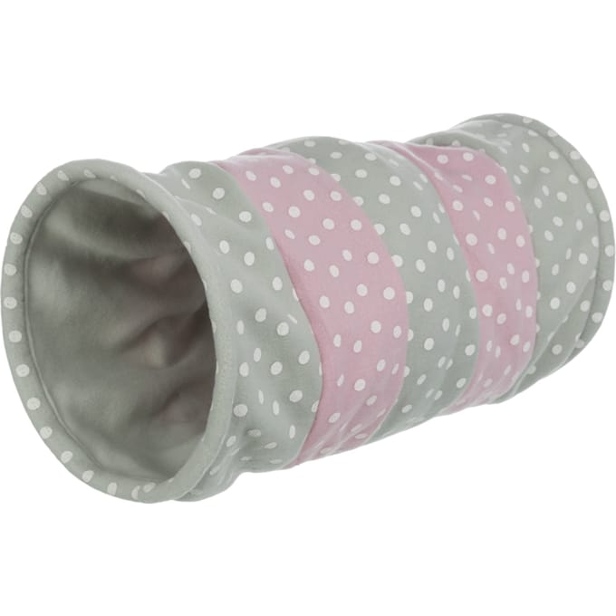 Trixie Playing tunnel fleece ø 25 × 50 cm light grey/pink