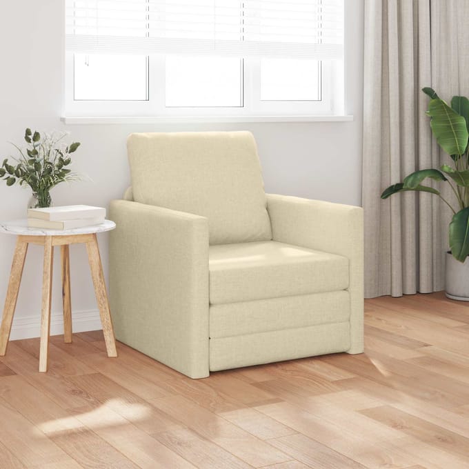 vidaXL - Slaapbank - Crème - 74 - x - 77 - x - 81 - cm - Stof