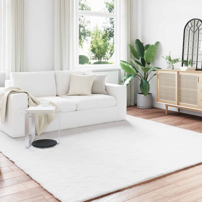 vidaXL Antislip vloerkleed van imitatie konijnenbont OLITE Wit