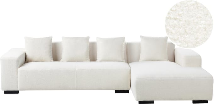 LUNGO - Hoekbank - Wit - Linkerzijde - 285 cm - Bouclé