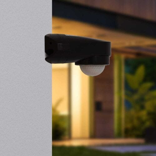 HOFTRONIC PIR bewegingssensor met schemerschakelaar - 240° - Opbouw - 10 meter bereik -  Maximaal 600 Watt - IP65 waterdicht - zwart