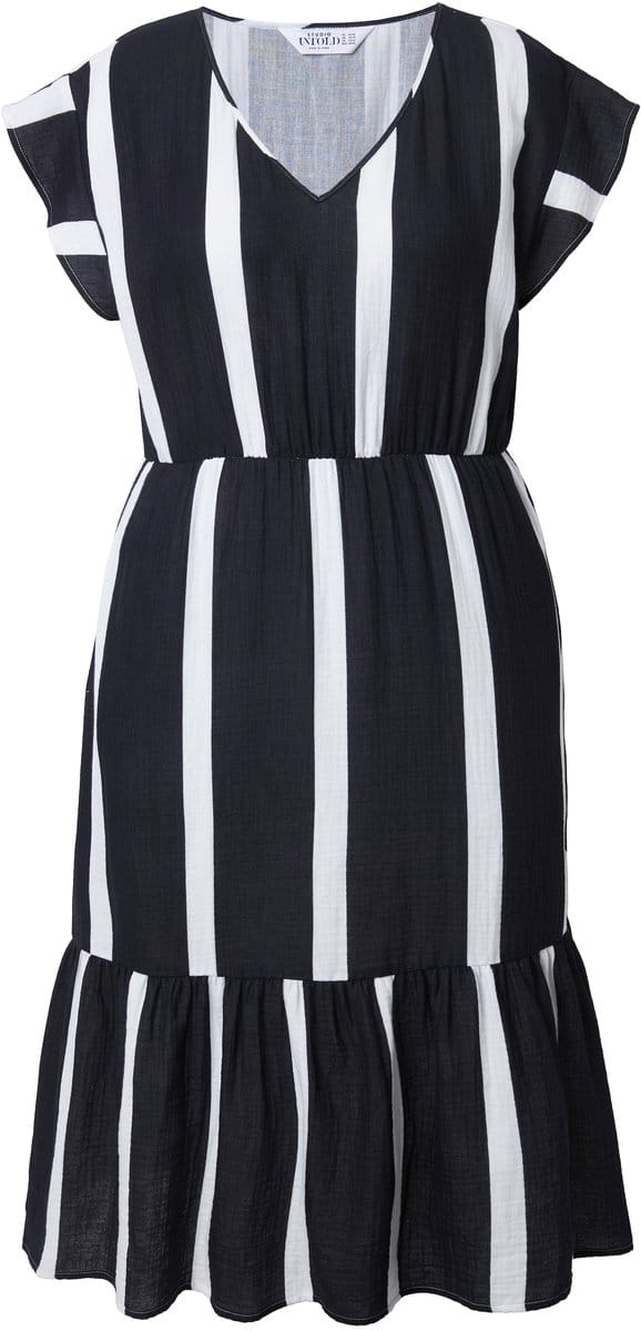 Studio Untold - Dames - Midi-jurk A-lijn mousseline strepen - Zwart - Maat 54+