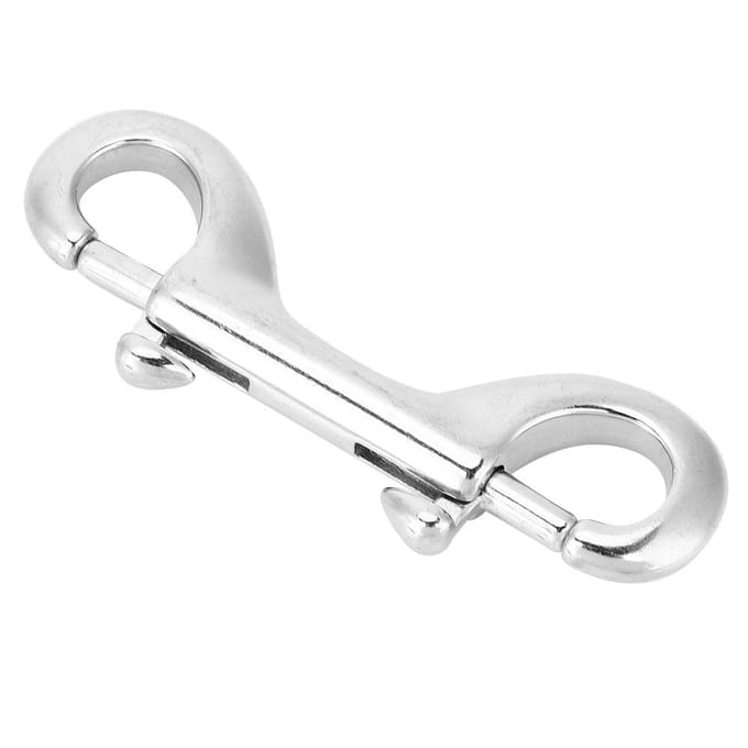 Mousqueton à double extrémité en acier inoxydable durable argenté, mousqueton à ressort, boucle de plongée sous-marine (90mm) white