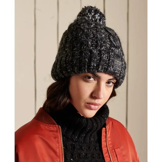Superdry Dames Kabelbeanie van tweed
