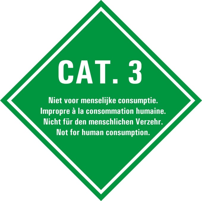 Categorie 3 sticker met tekst 100 x 100 mm