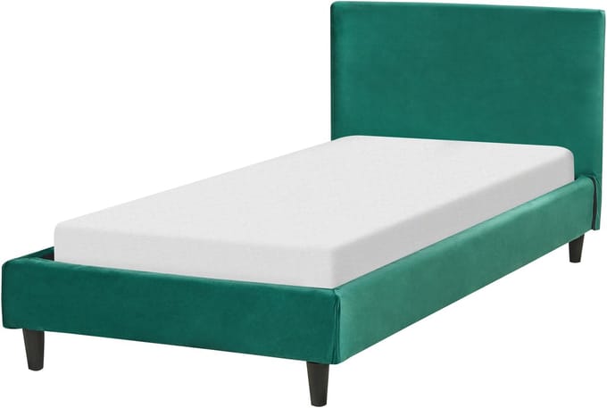 FITOU - Eenpersoonsbed - Donkergroen - 90 x 200 cm - Fluweel