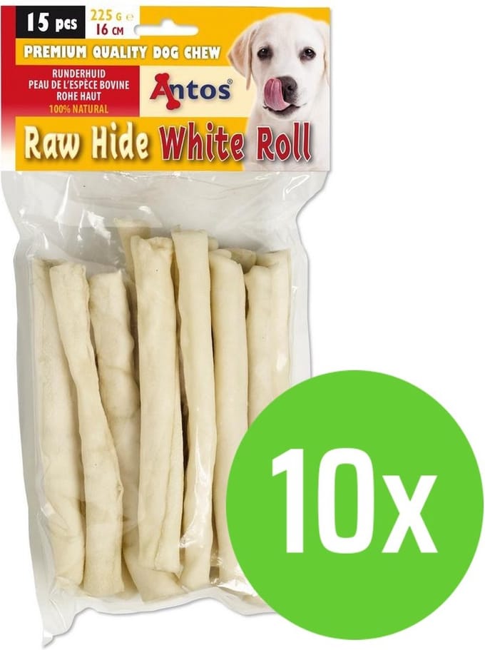 Antos Raw Hide Witte Roll Sticks - 15 stuks - 10 verpakkingen
