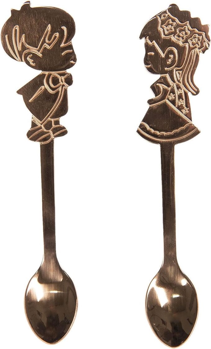 Clayre & Eef Lepels Set van 2 12 cm Koperkleurig Metaal Kinderen