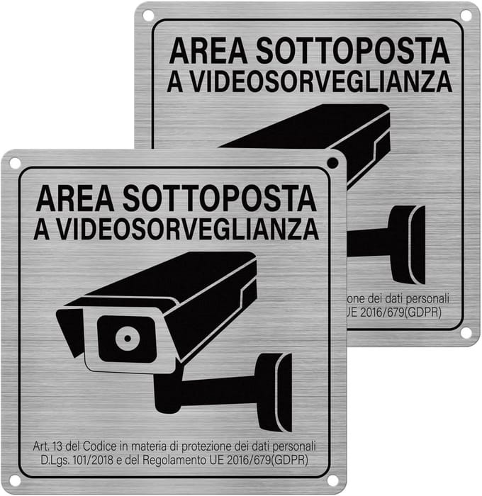 Videobewaking Gebied Bord - Set van 2 Aluminium Bordjes 15 x 15 cm
