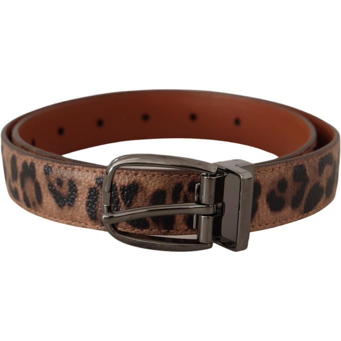 Dolce & Gabbana Bruine Luipaard Geïmpregneerde Leren Gesp Ceintuur