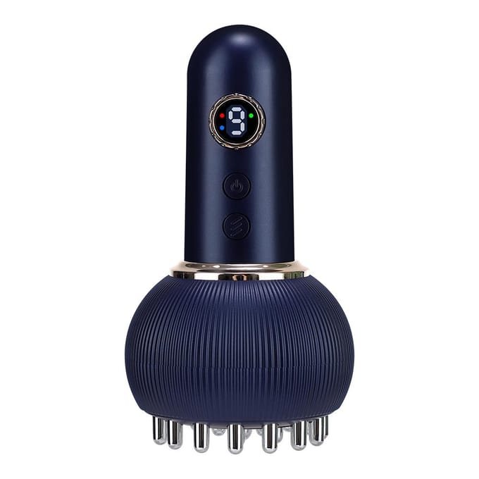 USB Oplaadbare Meridian Borstel Lichaam Schraap Massager Microstroom Vibratie Hete Kompres Lymfedrainage blauw