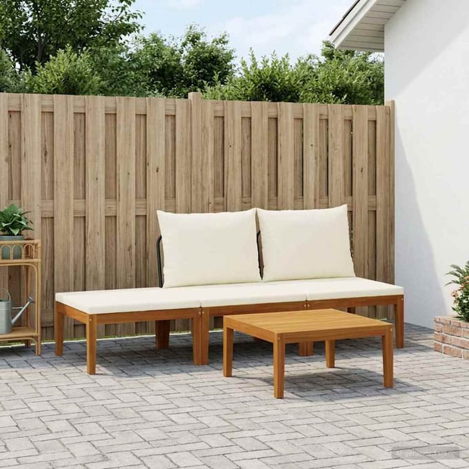 vidaXL - 4 - st - Massief - acaciahout - & - touw - Naturel