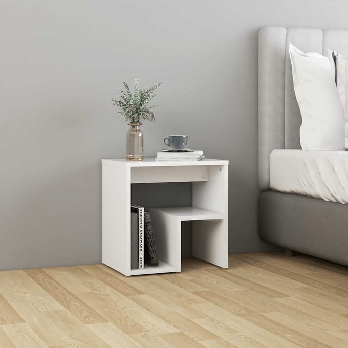vidaXL - Nachtkastjes - 2 - st - 40x30x40 - cm - bewerkt - hout - wit