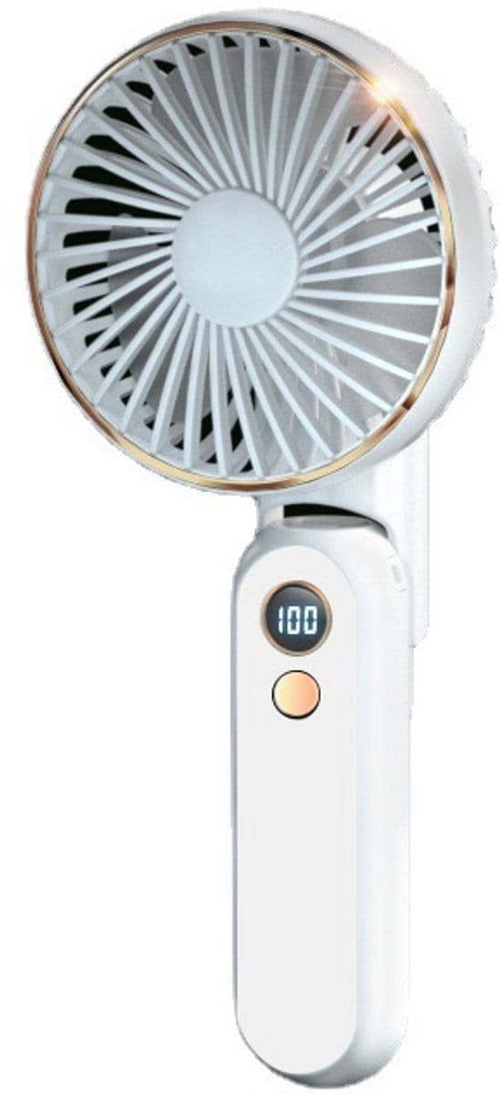 Draagbare Ventilator, USB Oplaadbare Reisventilator, Mini Persoonlijke Opvouwbare Bureau Ventilator, 5 Snelheden, Stil Digitaal Display Voor Thuis & Buiten, Wit