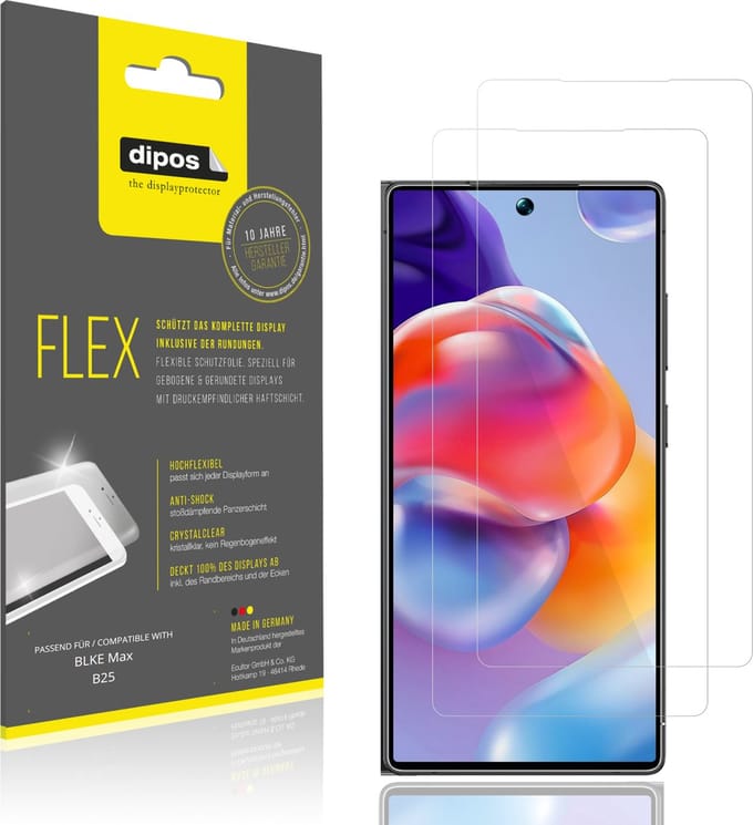 dipos – 2x Beschermfolie geschikt voor BLKE Max B25 | 3D Full Cover Screenprotector | 100% Passend