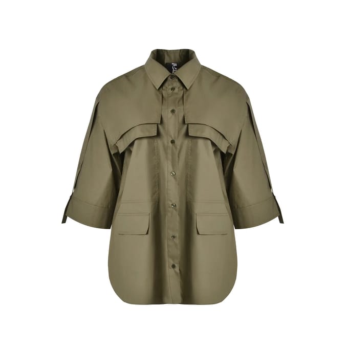 Dames popeline blouse met opgestikte zakken Mat Fashion