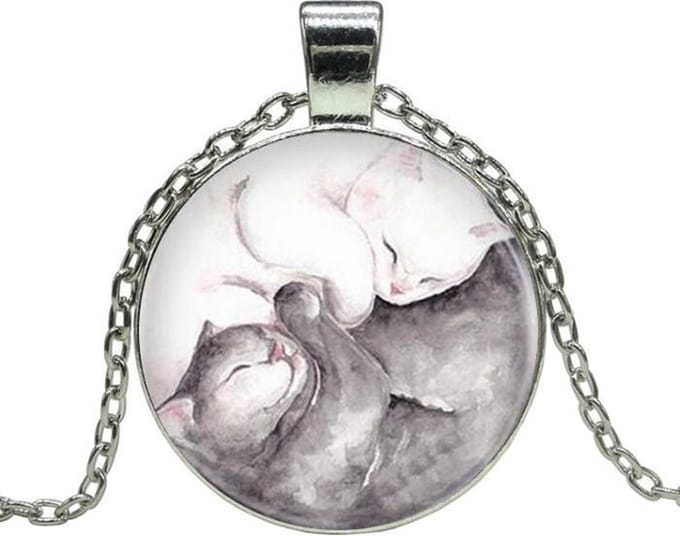 Fako Bijoux® - Ketting - Cabochon - Yin Yang - Poezen