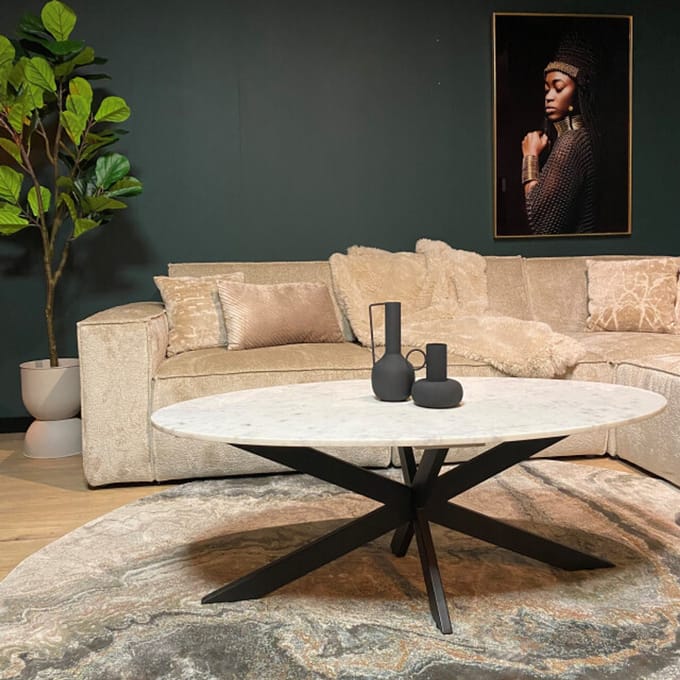 Starfurn salontafel faye white marble 120 cm ovaal