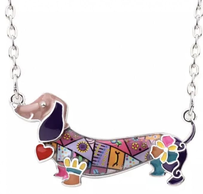 Ketting-Teckel-Lila-Emaille - Charme Bijoux