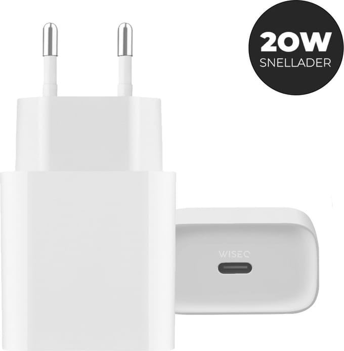 USB C adapter 20W Snellader - Oplaadstekker - Stekker USB C - Wit - WiseQ
