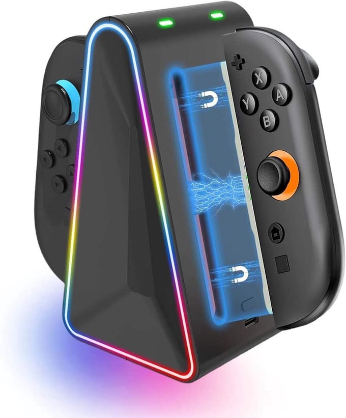Turqero - 4-in-1 Joy-Con Oplader - Nintendo Switch 2 - met RGB Verlichting
