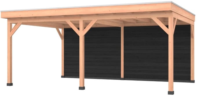 Douglas overkapping, 600 x 400, met zwarte achterwand, Westwood Comfort Plus