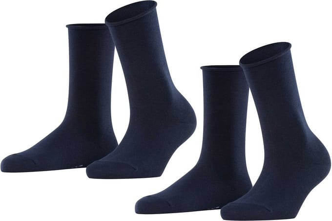 Esprit Basic Pure 2-Pack eenkleurig katoen multipack sokken dames blauw - maat 35-38