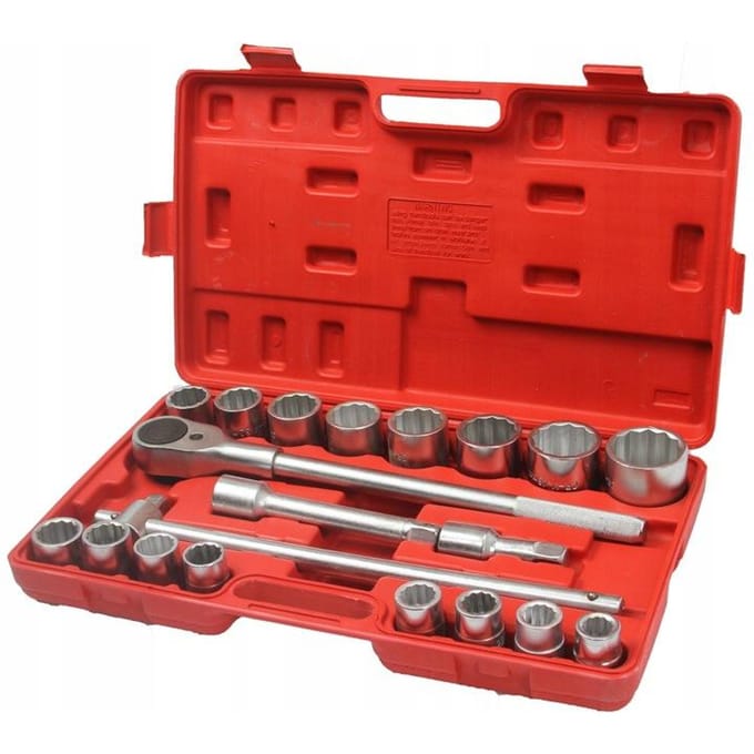 Professionele 3/4" doppenset 12-kant 19-50mm, 21-delig in koffer