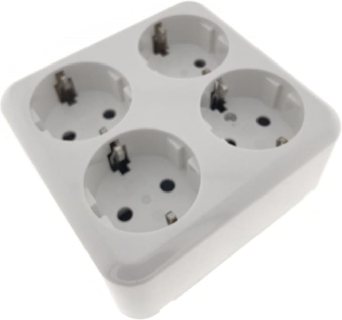 Benson Wandcontactdoos opbouw - 4-voudig - randaarde - wit - 107x102x43 mm