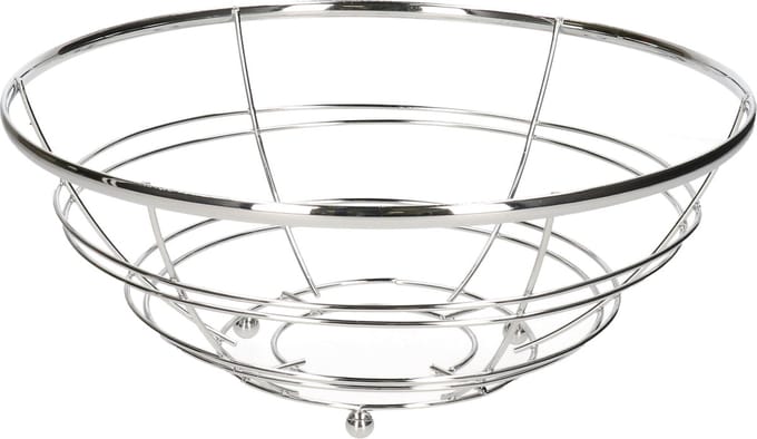 Fruitschaal - Chrome - metal - 28 x 11 cm - Medium-size - rond - keukenbenodigdheden - fruitmand