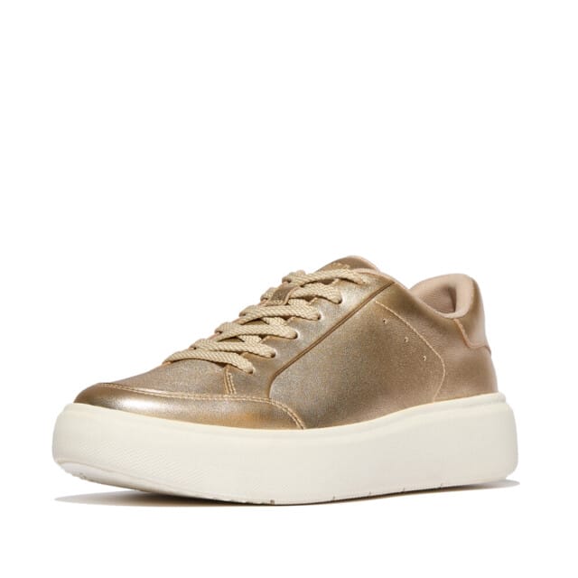 FitFlop Rtg Metallic-Leather Sneakers Dames Sneakers - Metallic Beige