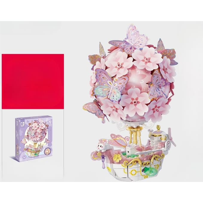 Ballon à air chaud Bloc de construction Fleur Compatible Puzzle Assemblage Jouet Cadeau pour filles 16.8*13.5*23.6cm gray