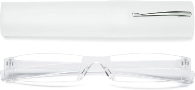 Randloze leesbril voor heren en dames met compact etui | Lichtgewicht leesvergroting