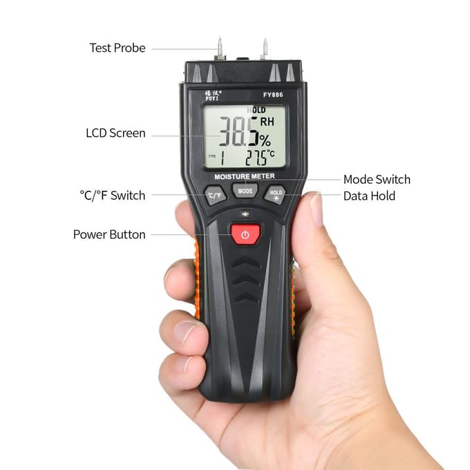 FUYI Digitale Vochtmeter Detector Hout Vochtmeter Hout Vochtmeter met 7 modi LCD
