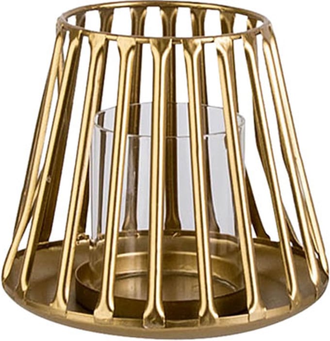 Windlicht Goud 14,5x14,5xh12,5cm Metaal