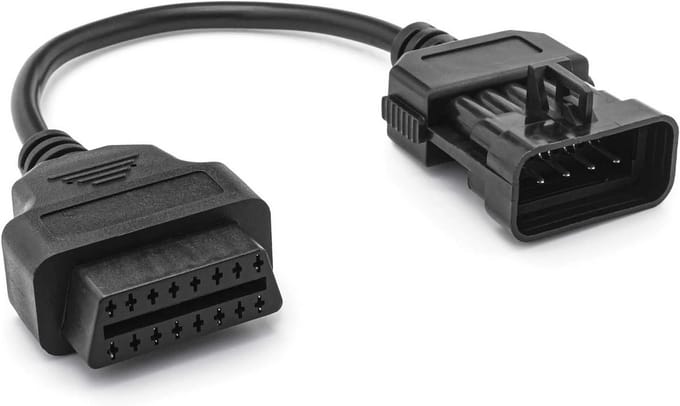 OBD2 Adapterkabel - Opel Diagnosekabel - Auto Uitlezen - 10-Pins naar 16-Pins - 25 cm - Zwart