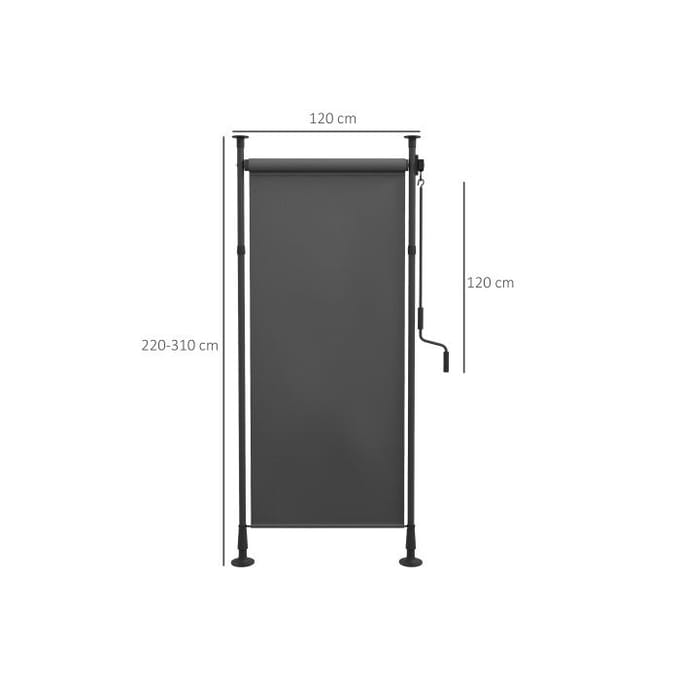 Store de balcon rétractable - Outsunny - 120x220-310 cm - Polyester gris foncé - Manivelle - UV30+ gris