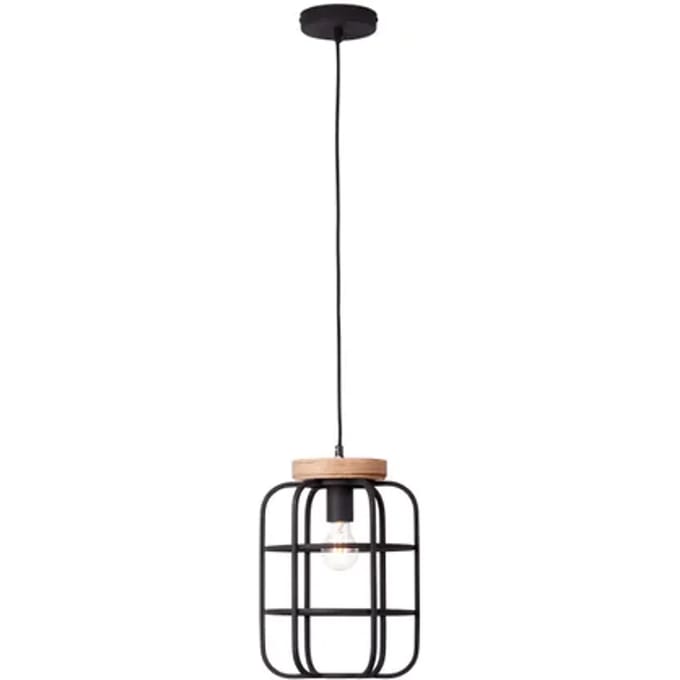 Brilliant Gwen - Hanglamp - E27 max 1x40W - Zwart/Hout