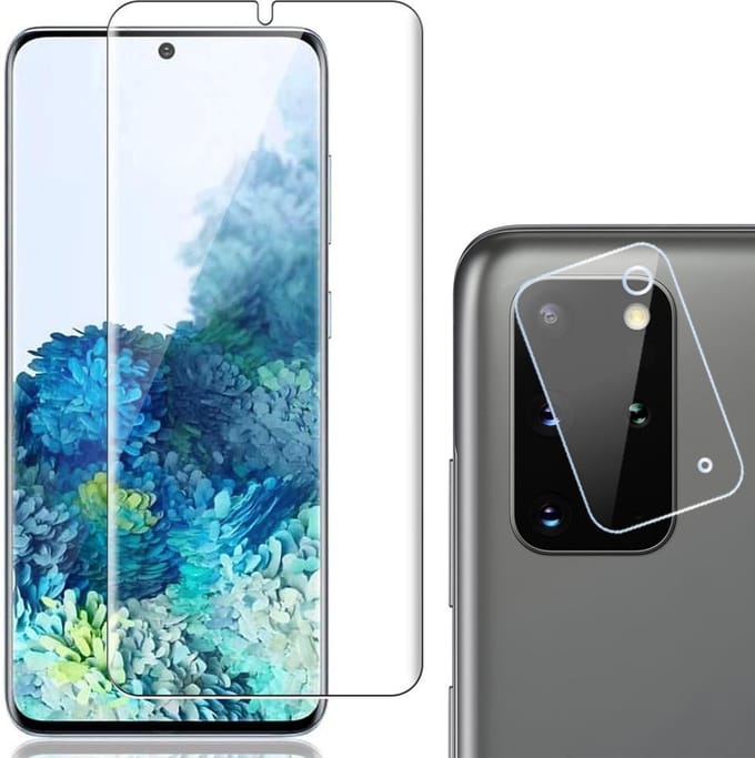 Screenprotector geschikt voor Samsung S20 Plus - Glas PET Folie + Camera Protector