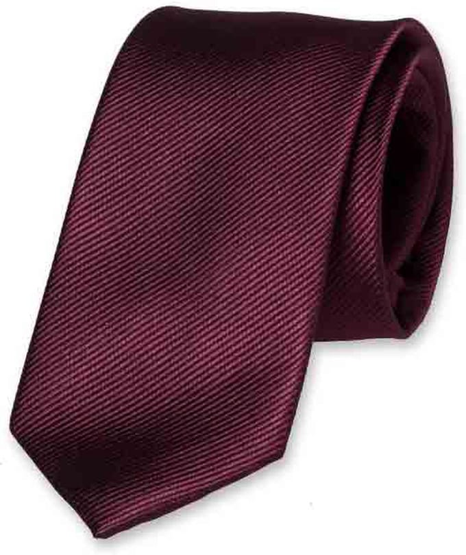 E.L. Cravatte Smalle Stropdas - Aubergine - 100% Zijde
