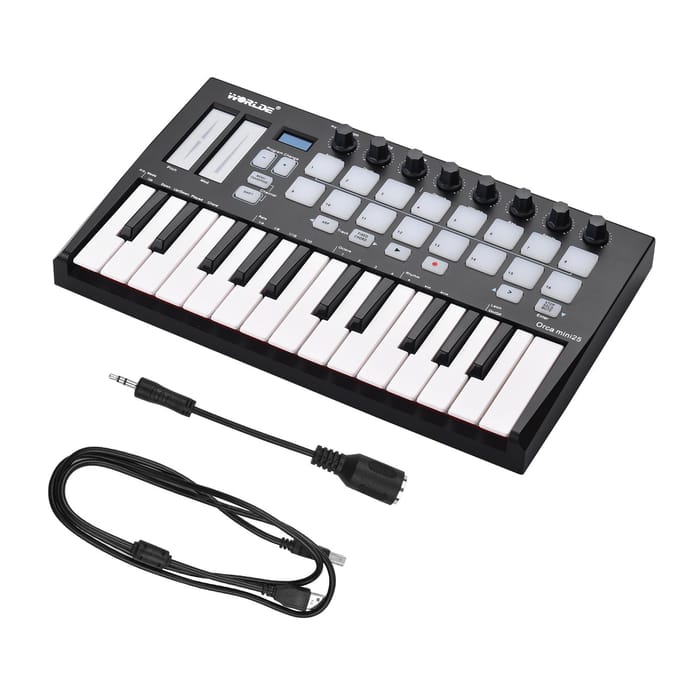 WORLDE Orca mini25 Contrôleur de clavier MIDI USB portable à 25 touches white
