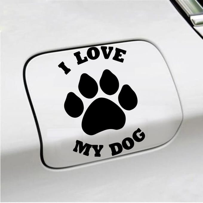 Bumpersticker - I Love My Dog - 13,9 X 9,3 - Zwart