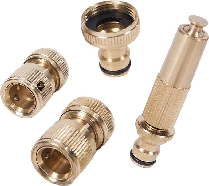 Tuinslang adapter verbindingsset (1/2 inch, 4 delig, messing)