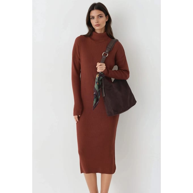 Geribbelde Coltrui Bodycon Brei Jurk