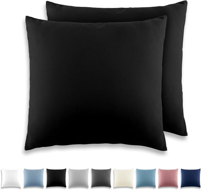 Kussenhoezen 65x65 cm 2 stuks met rits - Zachte microvezel in zwart