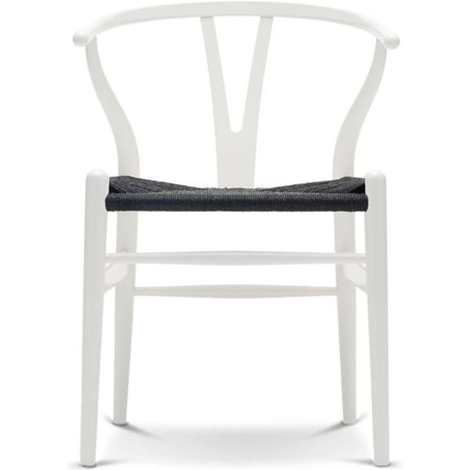 Carl Hansen & Søn - CH24 Y Wishbone stoel beuken - gelakt wit - Vlecht zwart