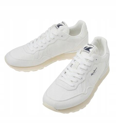Pepe Jeans Heren Wit Sportief Schoenen Veters Ecru Zool 45 Awe white