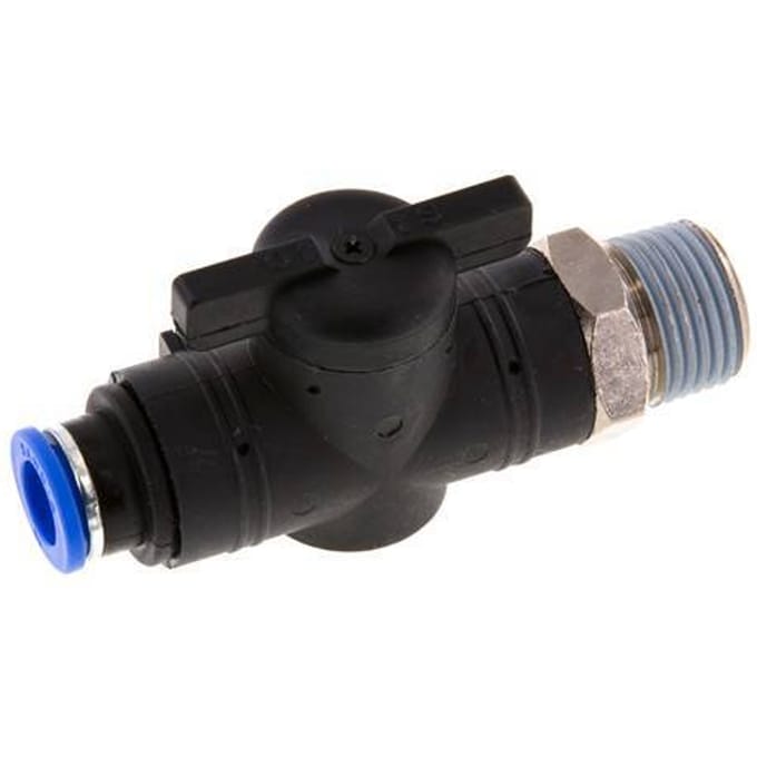 10 mm - R1/2'' Kunststof/Messing rechte 2-Weg Kogelkraan